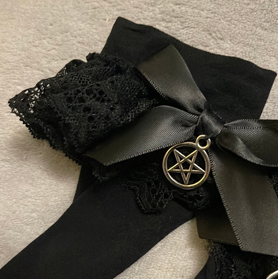 Worn to Order: 'Gothic Pentacle' Frilly Ankle 2 Day Wear Socks