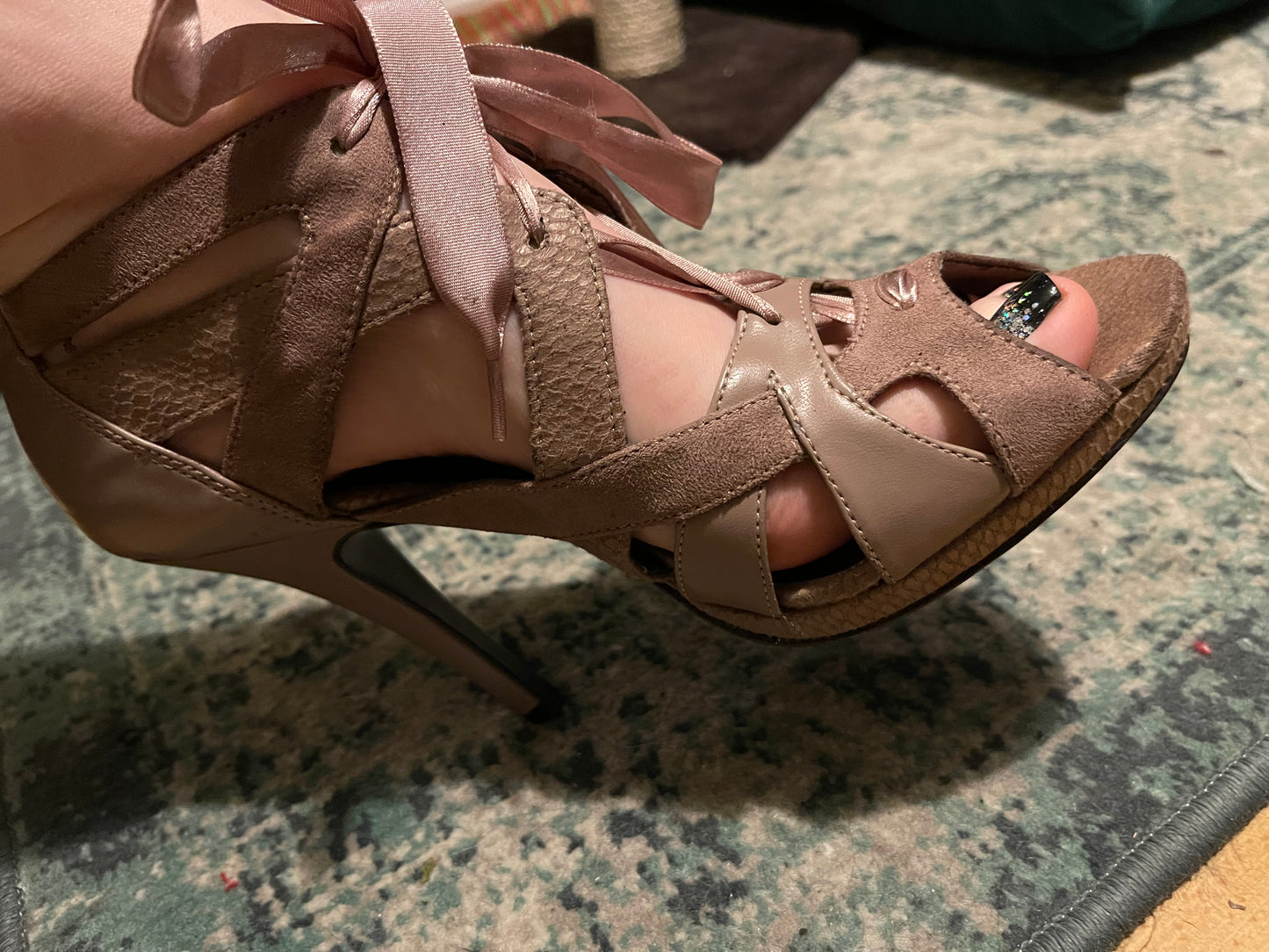 Well Worn Blush Lace Up Heels