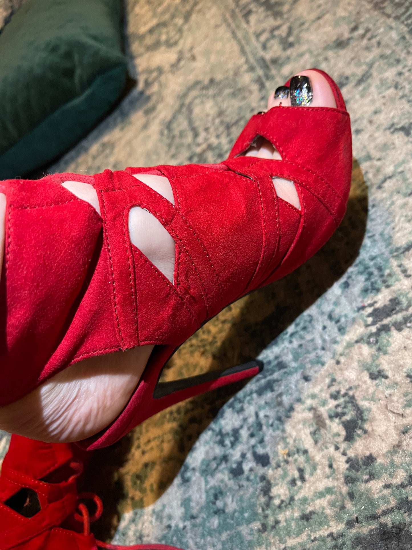 Worn Misguided Sexy Red Lace Up Heels