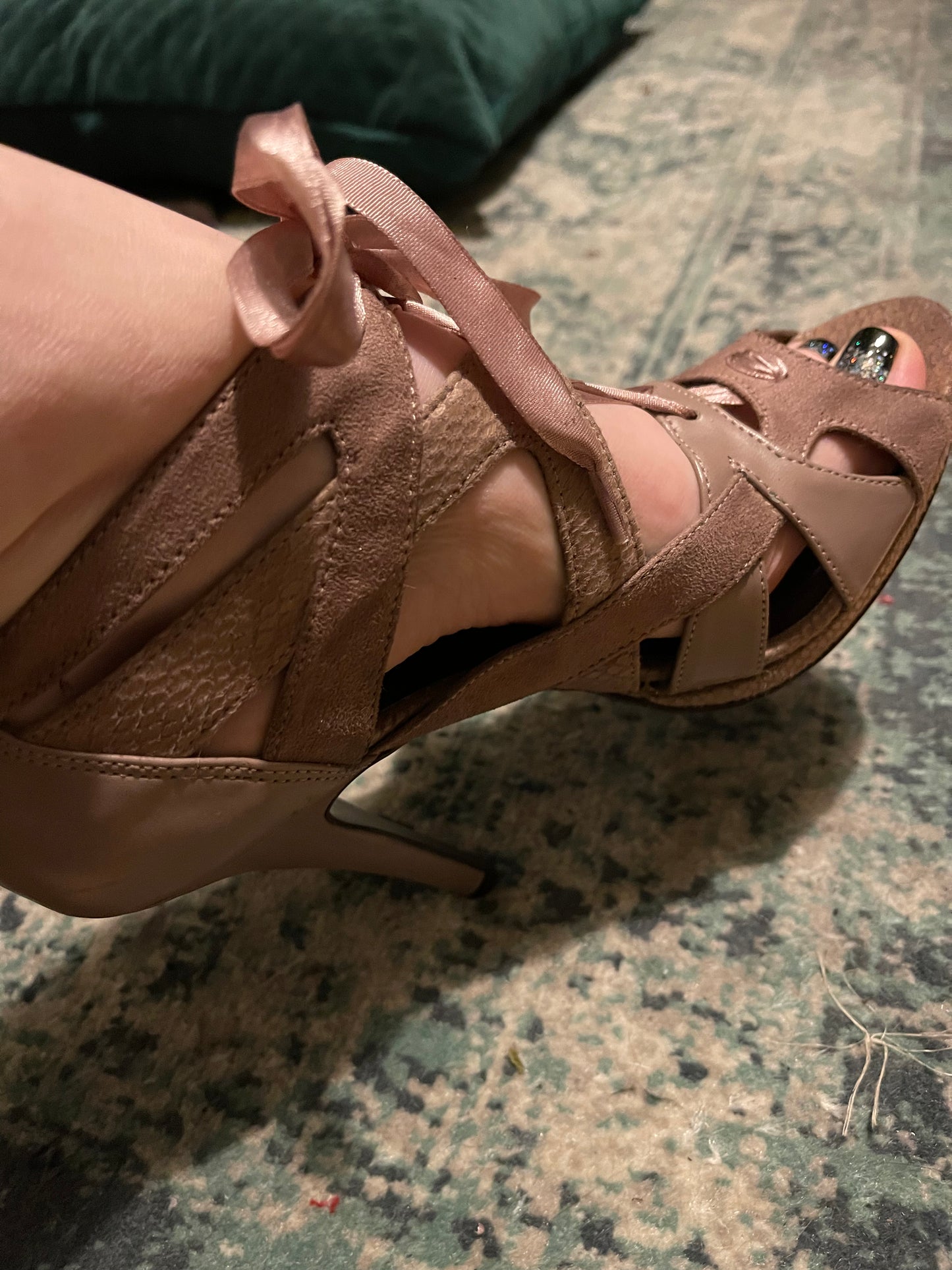 Well Worn Blush Lace Up Heels